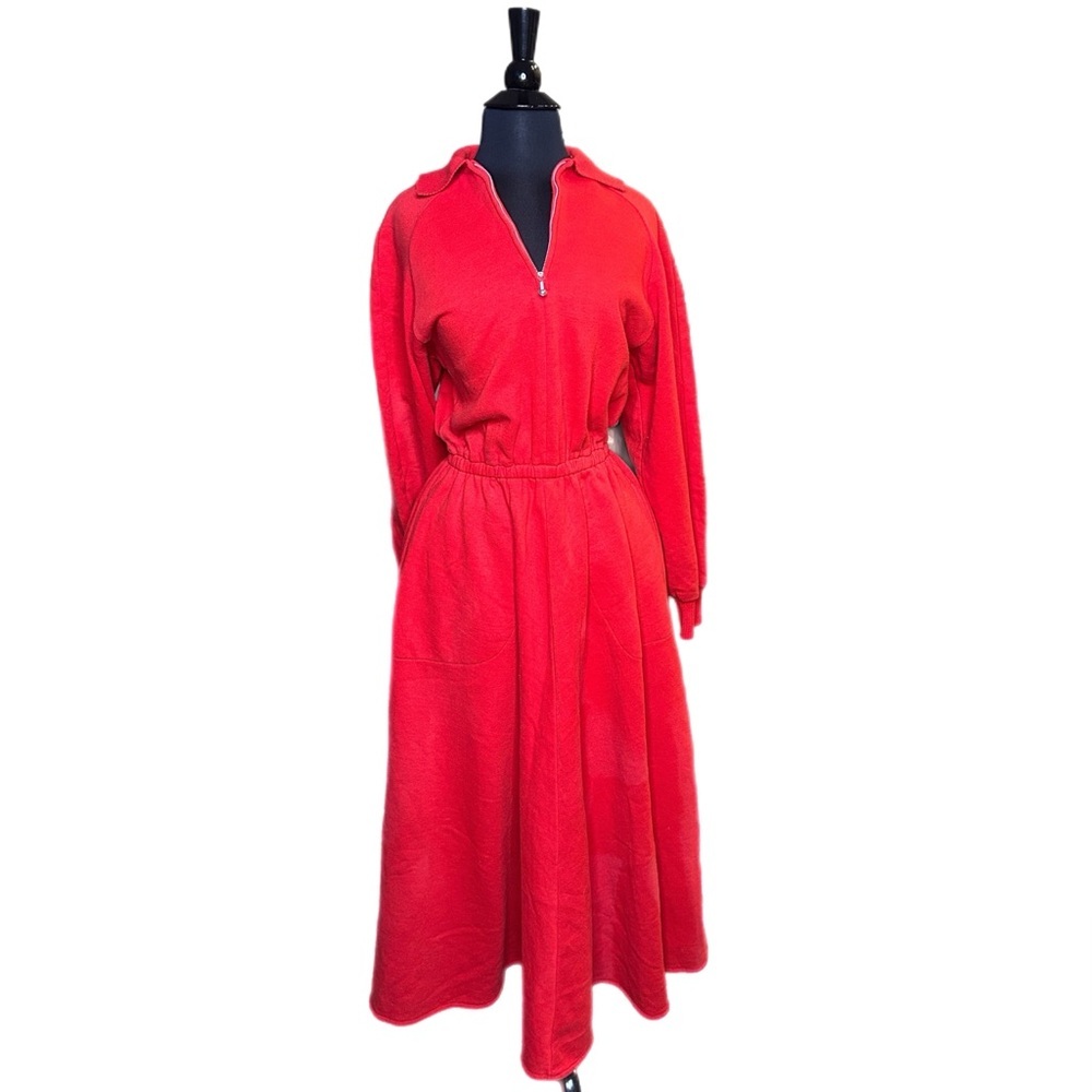 Vintage Liz Claiborne Vibrant Red Long Sleeve Dress - Picture 11 of 12